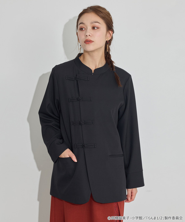 TVアニメ『らんま1/2』× earth music＆ecology Japan Label「チャイナシャツジャケット」ブラック　着用イメージ（C）高橋留美子・小学館/「らんま1/2」製作委員会