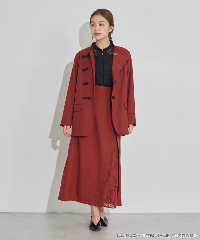 TVアニメ『らんま1/2』× earth music＆ecology Japan Label「チャイナシャツジャケット」ボルドー　着用イメージ（C）高橋留美子・小学館/「らんま1/2」製作委員会