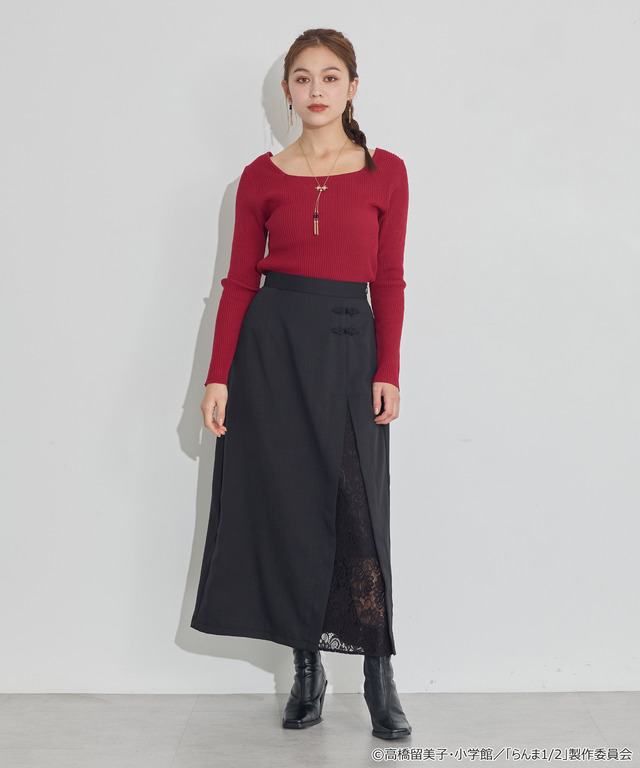 TVアニメ『らんま1/2』× earth music＆ecology Japan Label「チャイナスカート」ブラック　着用イメージ（C）高橋留美子・小学館/「らんま1/2」製作委員会