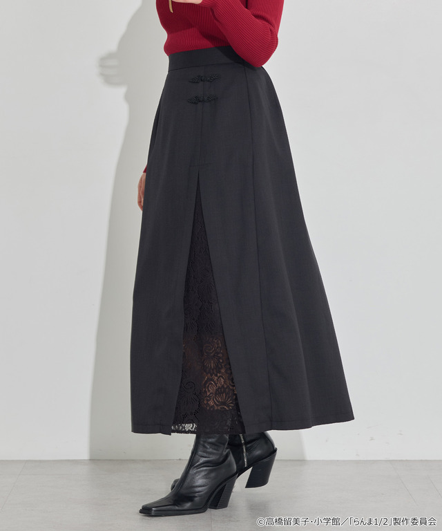 TVアニメ『らんま1/2』× earth music＆ecology Japan Label「チャイナスカート」ブラック　着用イメージ（C）高橋留美子・小学館/「らんま1/2」製作委員会