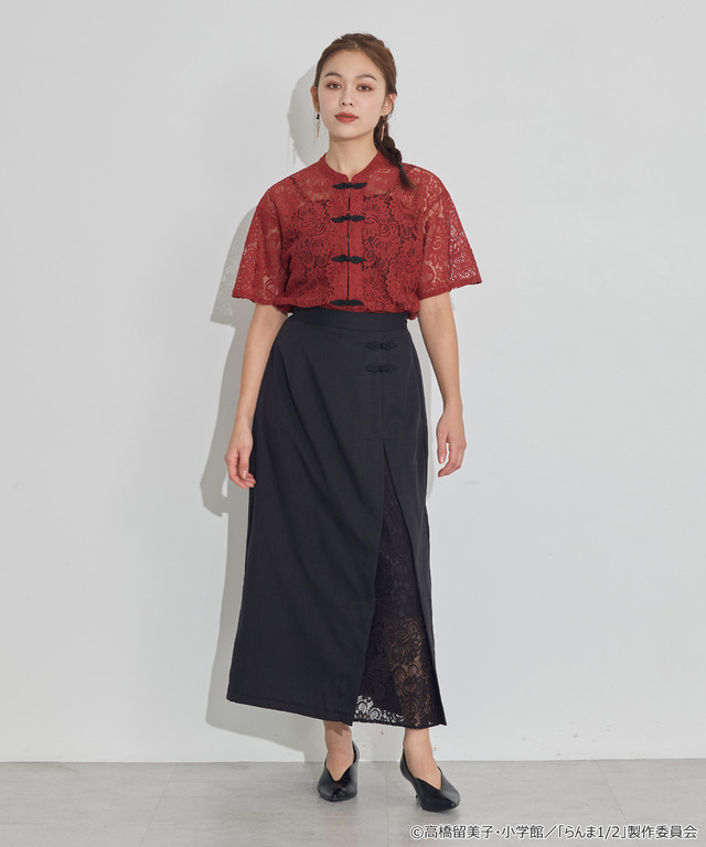 TVアニメ『らんま1/2』× earth music＆ecology Japan Label「チャイナスカート」ブラック　着用イメージ（C）高橋留美子・小学館/「らんま1/2」製作委員会