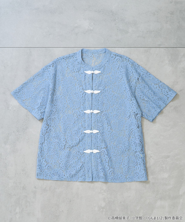 TVアニメ『らんま1/2』× earth music＆ecology Japan Label「チャイナレースシャツ」ライトブルー（C）高橋留美子・小学館/「らんま1/2」製作委員会
