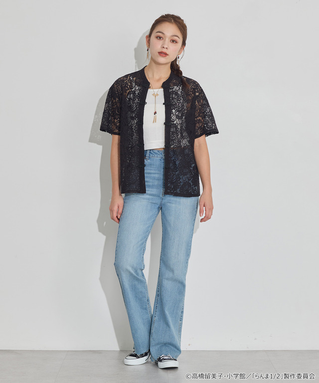 TVアニメ『らんま1/2』× earth music＆ecology Japan Label「チャイナレースシャツ」ブラック　着用イメージ（C）高橋留美子・小学館/「らんま1/2」製作委員会
