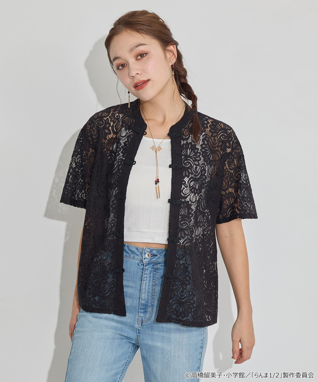 TVアニメ『らんま1/2』× earth music＆ecology Japan Label「チャイナレースシャツ」ブラック　着用イメージ（C）高橋留美子・小学館/「らんま1/2」製作委員会