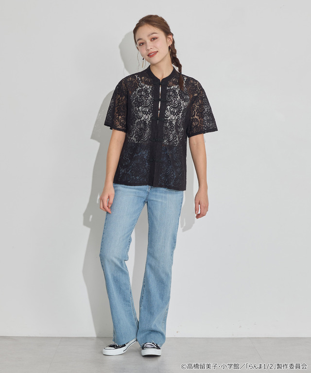TVアニメ『らんま1/2』× earth music＆ecology Japan Label「チャイナレースシャツ」ブラック　着用イメージ（C）高橋留美子・小学館/「らんま1/2」製作委員会