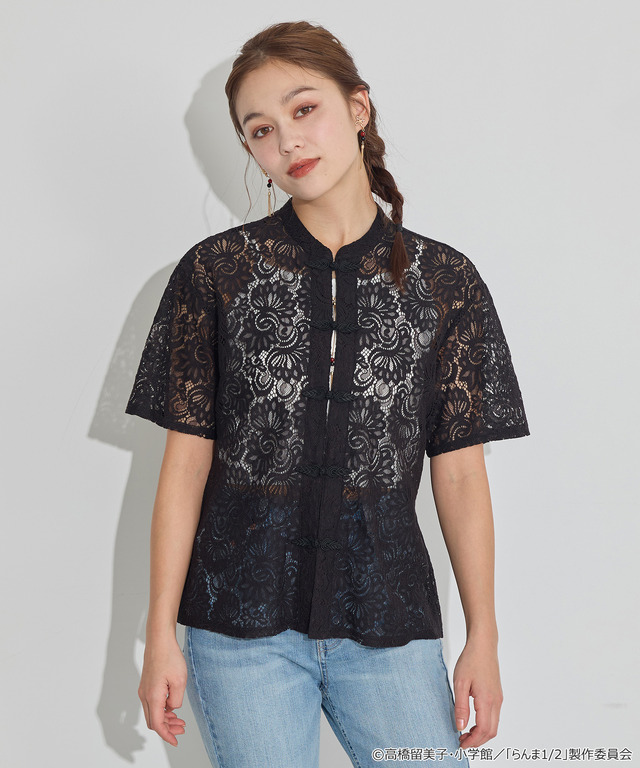 TVアニメ『らんま1/2』× earth music＆ecology Japan Label「チャイナレースシャツ」ブラック　着用イメージ（C）高橋留美子・小学館/「らんま1/2」製作委員会