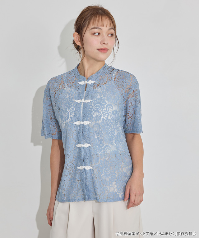 TVアニメ『らんま1/2』× earth music＆ecology Japan Label「チャイナレースシャツ」ライトブルー　着用イメージ（C）高橋留美子・小学館/「らんま1/2」製作委員会