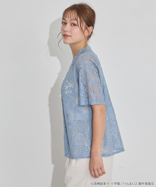 TVアニメ『らんま1/2』× earth music＆ecology Japan Label「チャイナレースシャツ」ライトブルー　着用イメージ（C）高橋留美子・小学館/「らんま1/2」製作委員会