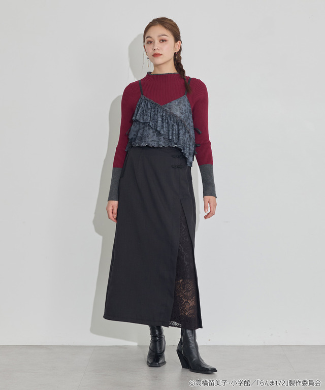 TVアニメ『らんま1/2』× earth music＆ecology Japan Label「シアービスチェ」ブラック　着用イメージ（C）高橋留美子・小学館/「らんま1/2」製作委員会