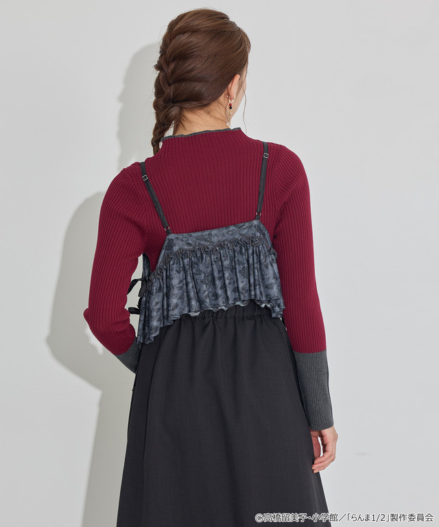 TVアニメ『らんま1/2』× earth music＆ecology Japan Label「シアービスチェ」ブラック　着用イメージ（C）高橋留美子・小学館/「らんま1/2」製作委員会