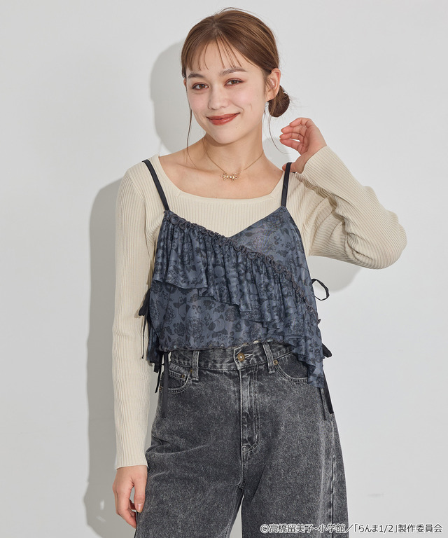 TVアニメ『らんま1/2』× earth music＆ecology Japan Label「シアービスチェ」ブラック　着用イメージ（C）高橋留美子・小学館/「らんま1/2」製作委員会