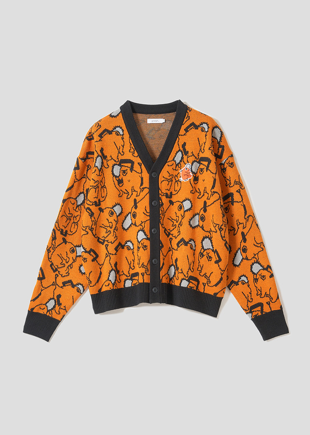 アニメ『チェンソーマン』×グラニフ「ポチタ パターン｜ジャカードカーディガン」オレンジ