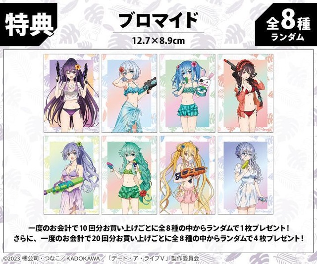DRAW!DRAW!「アニメ『デート・ア・ライブV』描き下ろし デート・ア・バカンスver. オンラインくじ」購入特典：特典ブロマイド（全8種）