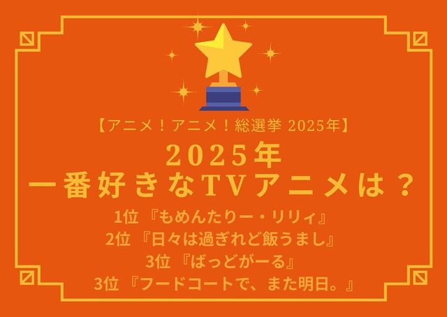 【2025年一番好きなTVアニメは？】第1位～第3位
