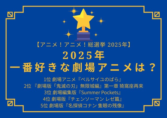【2025年一番好きな劇場アニメは？】第1位~第5位まで一気に発表