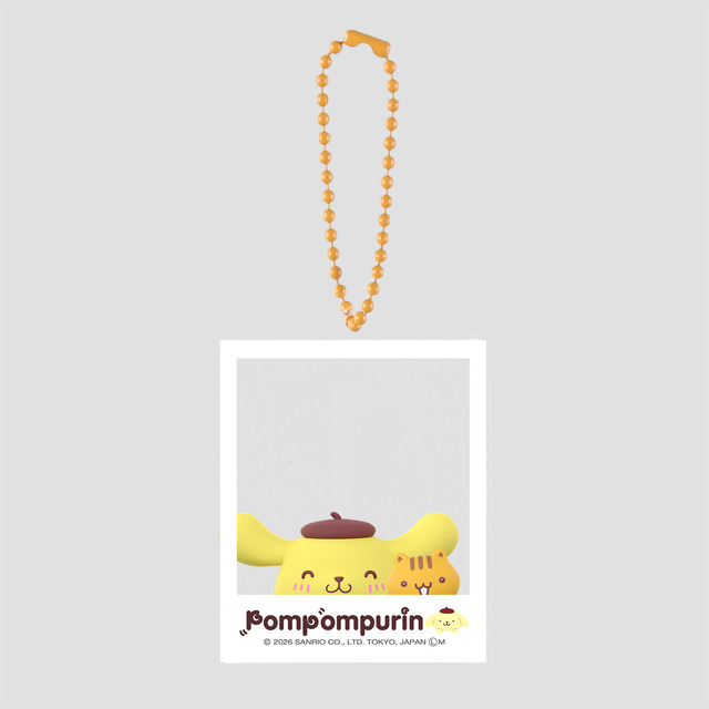 「ポムポムプリン はいっ！ポーズ！キーホルダー」ベーグルとにっこり