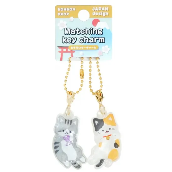 和柄　ボンボンドロップおそろいキーチャーム　和猫