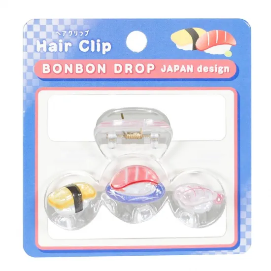 和柄　ボンボンドロップヘアクリップ（3列）　寿司