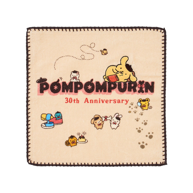 ポムポムプリン30周年記念グッズ「POMPOMPURIN 30th Anniversary タオル（ロゴ）」