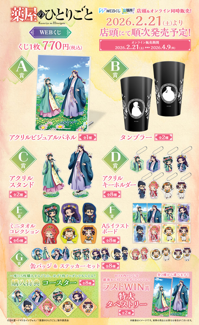「TVアニメ『薬屋のひとりごと』WEBくじ」各賞ラインナップ