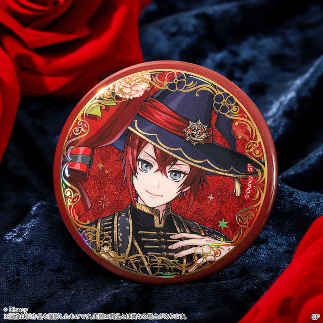 『ディズニー ツイステッドワンダーランド』オーロラ箔押し缶バッジ＆メタルカードセット ブルームバースデーver.／リドル・ローズハート