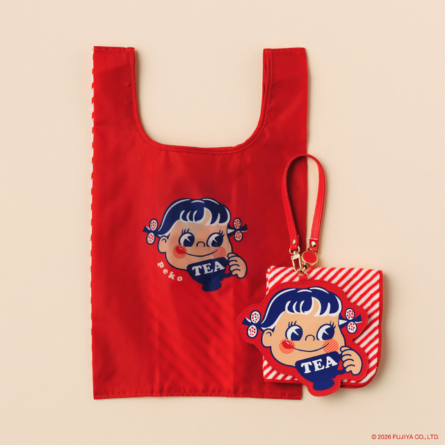 peko ×Afternoon Tea「ポケッタブルバッグ」「リール付きパスケース」「チャーム付きジャカードミニタオル」