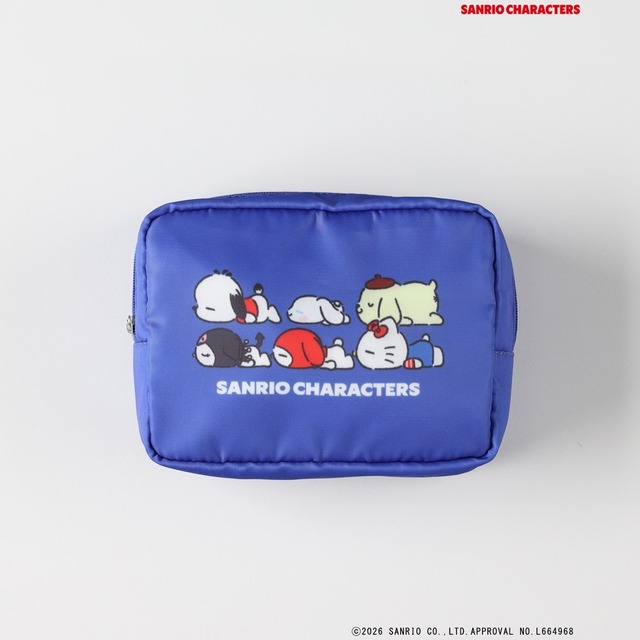 サンリオキャラクターズ×ライトオン　「フェイス刺繍ポーチ」ネイビー（サンリオキャラクターズ）