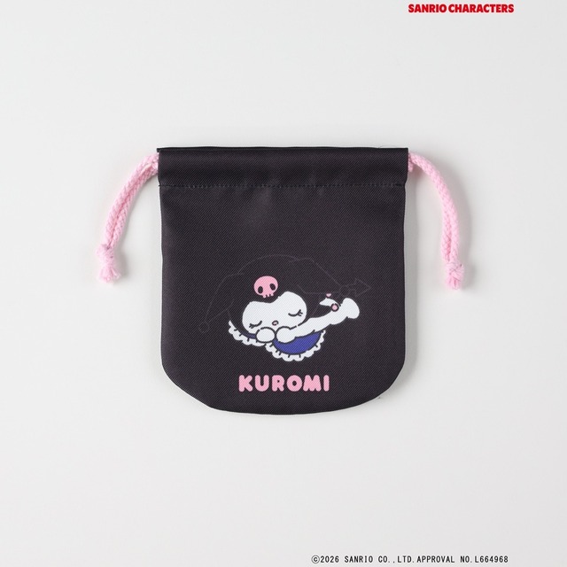 サンリオキャラクターズ×ライトオン　「プリント巾着」ブラック（クロミ）