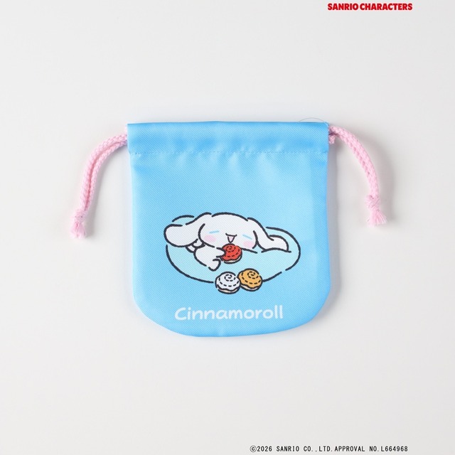 サンリオキャラクターズ×ライトオン　「プリント巾着」サックス（シナモロール）