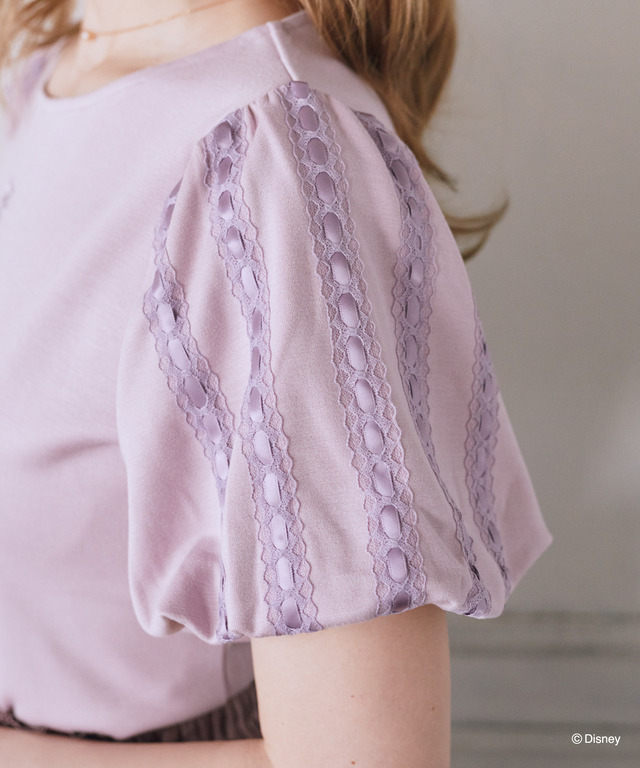 Areeam Disney Collection「Disney Princess」バルーンスリーブTシャツ（Lavender）着用イメージ