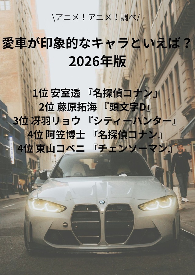 [愛車が印象的なキャラといえば？ 2026年版]第1位～第5位まで一気に見るならコチラ