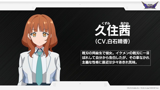 TVアニメ『獣王武神ダンデヴァイン』久住茜（くずみ あかね）CV. 白石晴香