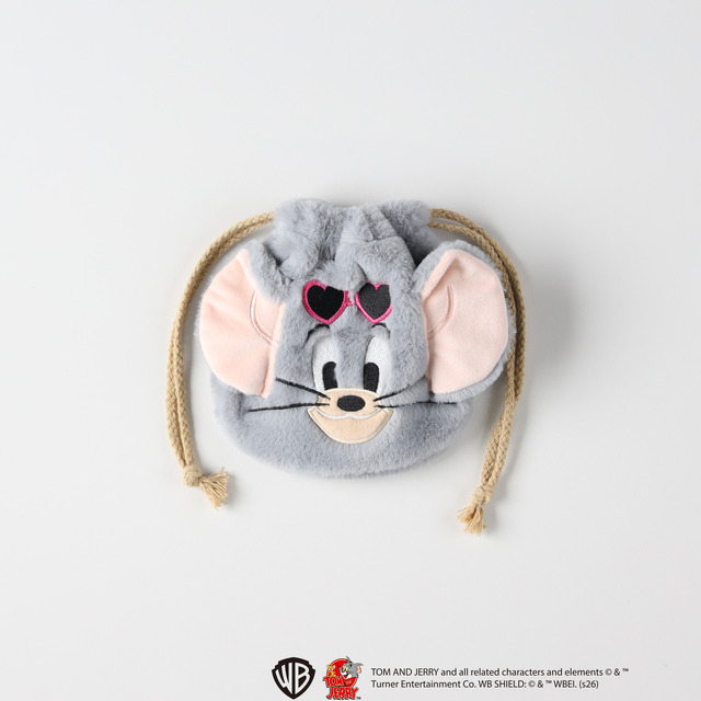 「トムとジェリー フェイス刺繍巾着」2,490円