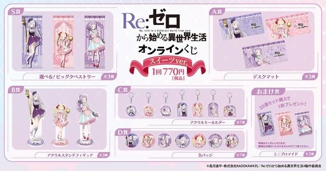 「TVアニメ『Re:ゼロから始める異世界生活』オンラインくじ スイーツ ver.」