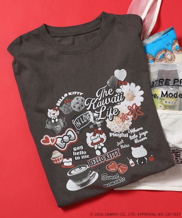“HELLO KITTY”コラージュ プリントTシャツ　¥5,995 tax in