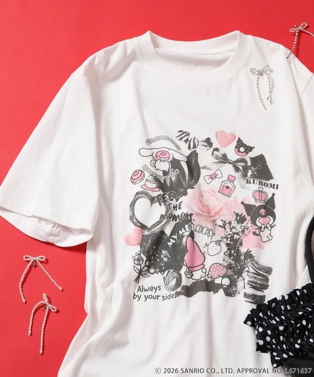 サンリオキャラクターズコラージュプリントＴシャツ　¥5,995 tax in