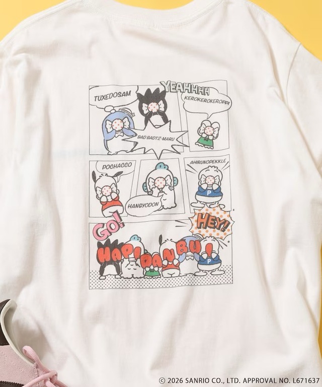”CINNAMOROLL” 目隠し コミック柄 プリントTシャツ　￥5,995 tax in