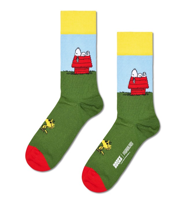 【Peanuts × Happy Socks】クルー丈 ソックス（全6種類） 各2,200円（税込）サイズ：36-40 (23-25.5cm) / 41-46 (26-29.5cm)