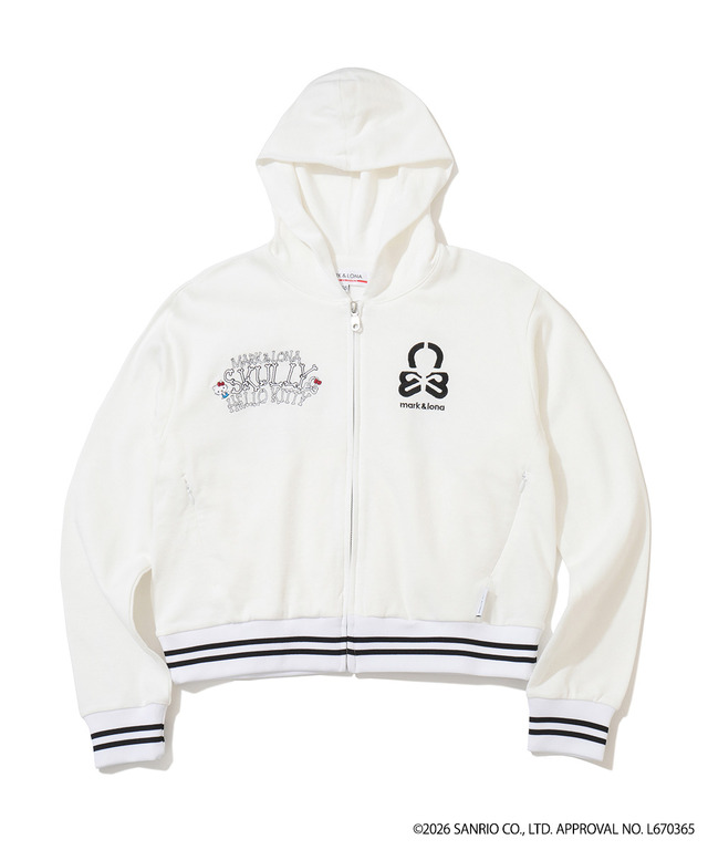 ハローキティ×MARK ＆ LONA　「Hello Skully Zip Hoodie」カラー：WHITE