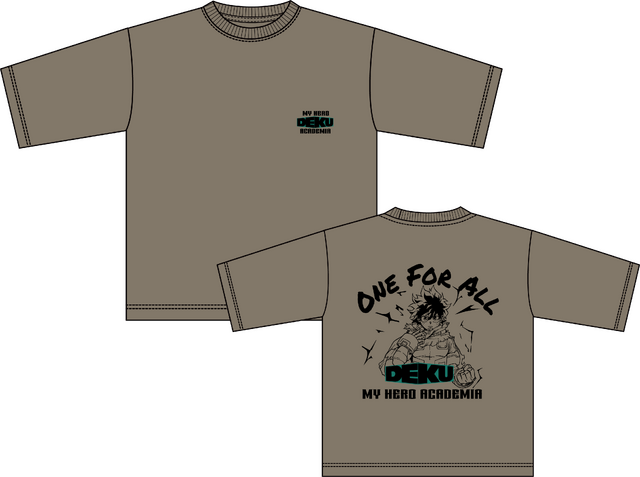 アニメ『僕のヒーローアカデミア』ワークマン限定アイテム　「半袖Tシャツ」カラー：グレーベージュ（緑谷出久）