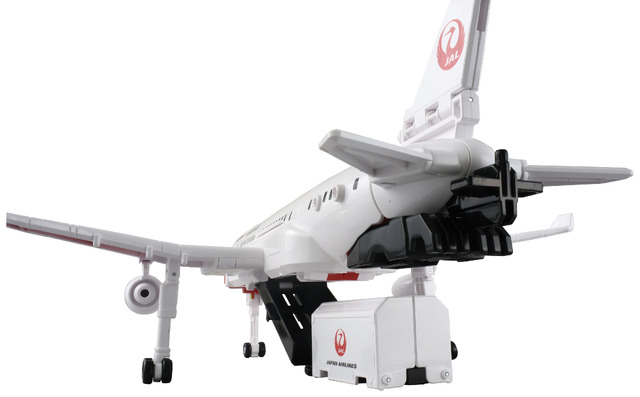 「トミカ ジョブレイバー TJBDX DX スカイブレイバー JAL ジェット旅客機」機体からコンテナ発車