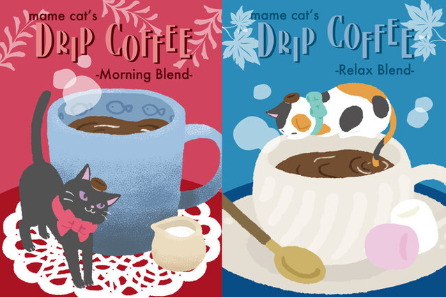 新商品】カップに住みつくコーヒー好きの猫を描いた『mame cat's