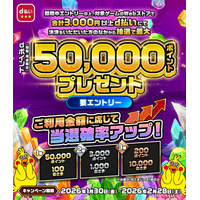 「ゲームのWebストア限定！d払いご利用で最大50,000ポイントプレゼントキャンペーン」を開催