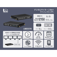 リンクスオリジナル、Intel(R) CoreTM i3-1215U搭載 デジタルサイネージ向けファンレスミニPC「LNDS1215」受注受付開始